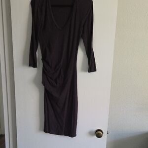 James Perse Gray Ruched Long Sleeve Sheath Dress